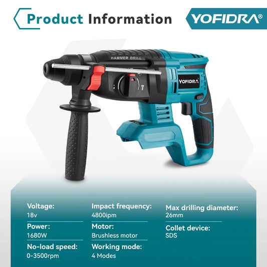 YOFIDRA 26MM Brushless Electric Hammer Drill