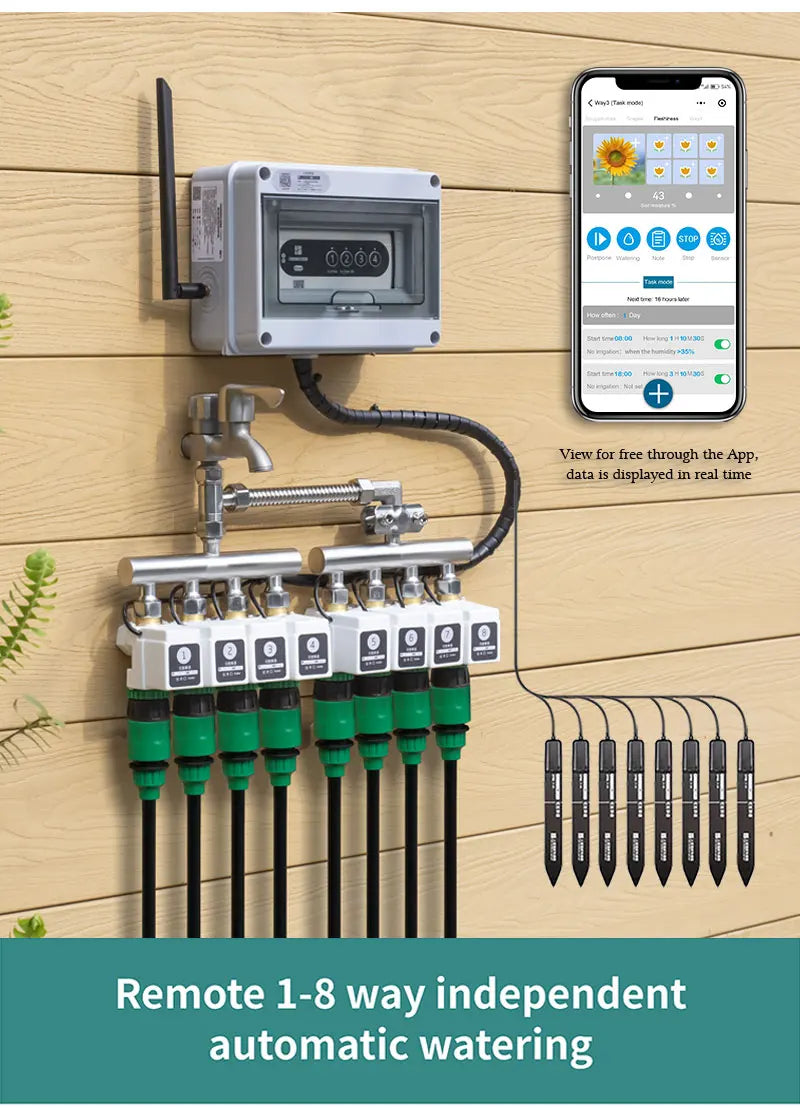 12V Smart Wifi Bluetooth Watering Device 8 Valve