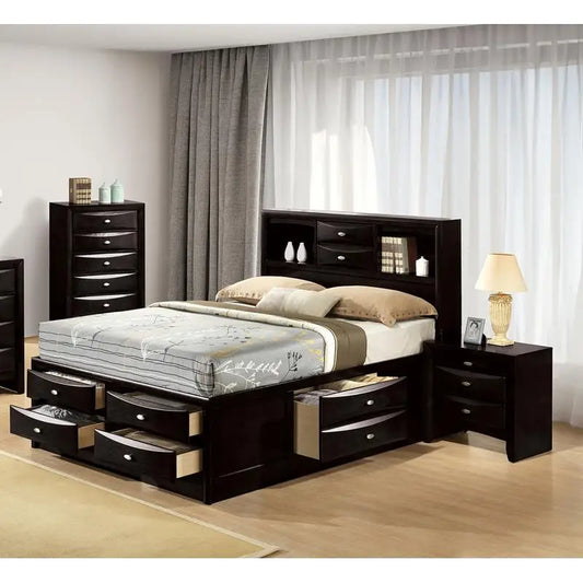 Contemporary Queen Bed with 2 Nightstands