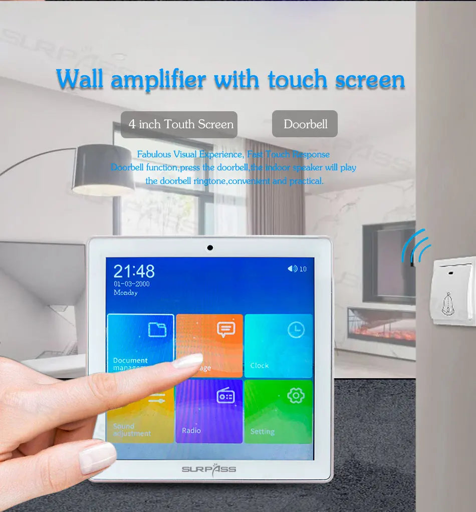 Bluetooth Wall Amplifier Smart Home Audio Mini Touch