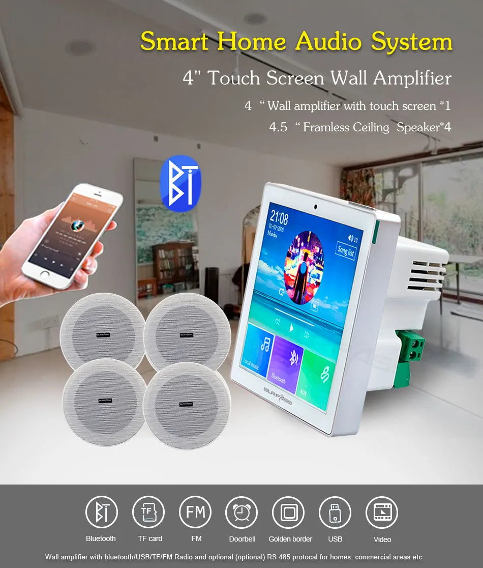 Bluetooth Wall Amplifier Smart Home Audio Mini Touch