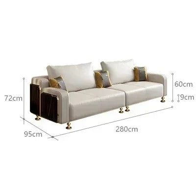 Modern Luxury Leather with Wooden Sofa