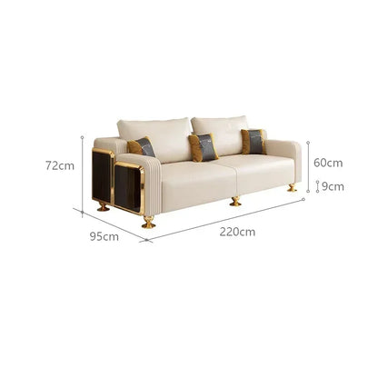 Modern Luxury Leather with Wooden Sofa