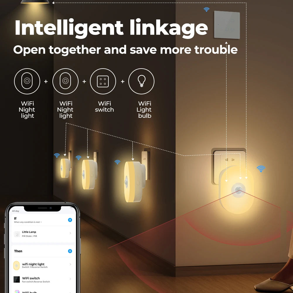 WiFi Tuya Smart Led Night Light PIR Motion Sensor