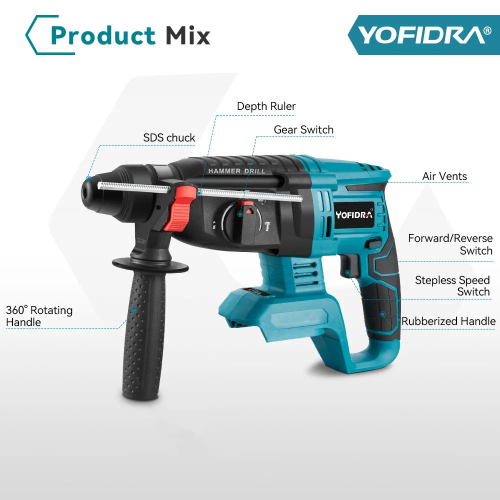 YOFIDRA 26MM Brushless Electric Hammer Drill