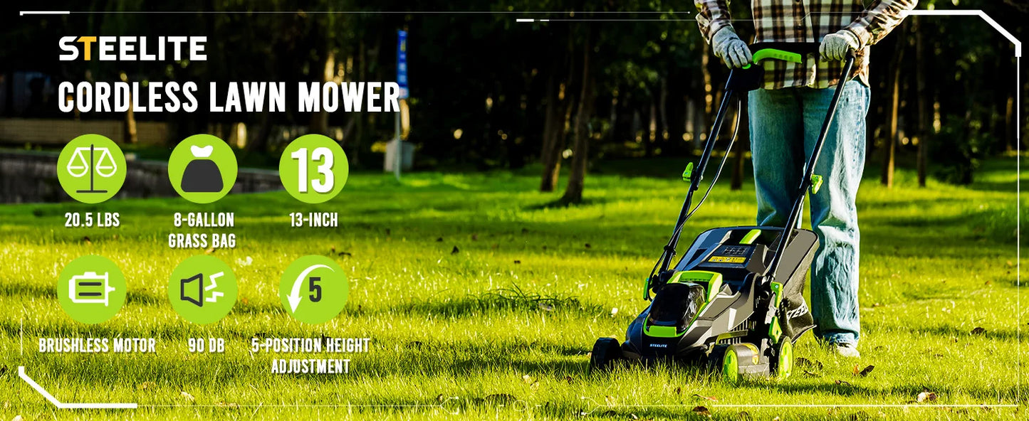 Deli 13" Electric Lawn Mower, 2-in-1