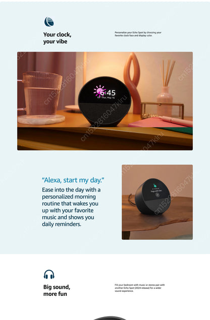 New Original Alexa Echo Spot Mini Wifi Home Alarm