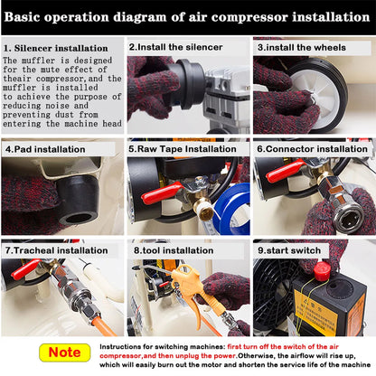 220V 1100W 8L Small Air Compressor 6L