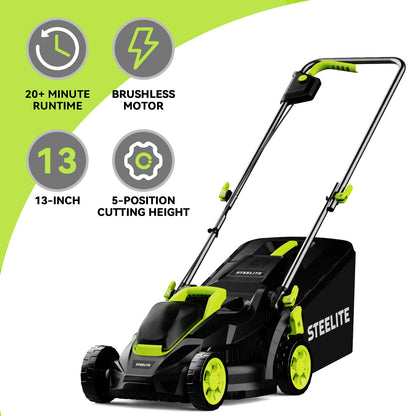 Deli 13" Electric Lawn Mower, 2-in-1