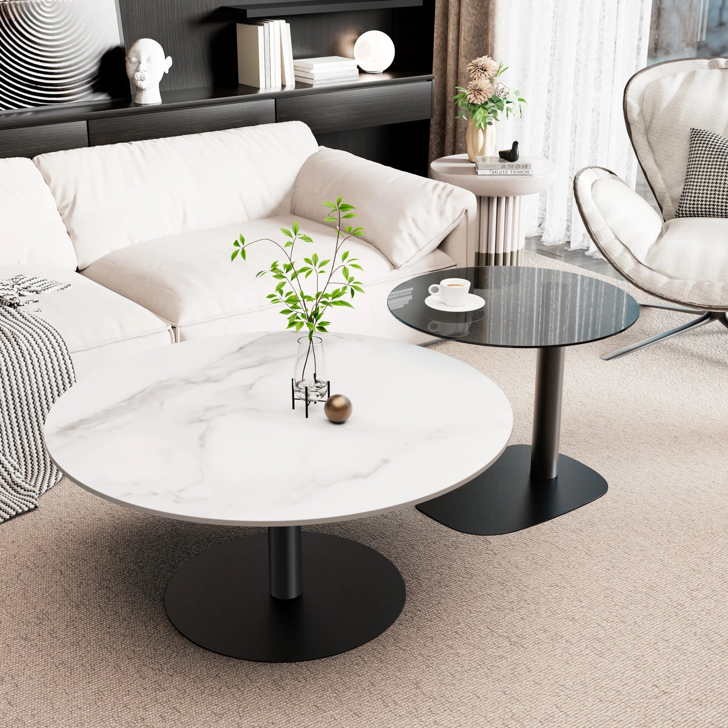 2x Modern Coffee Table Set Round
