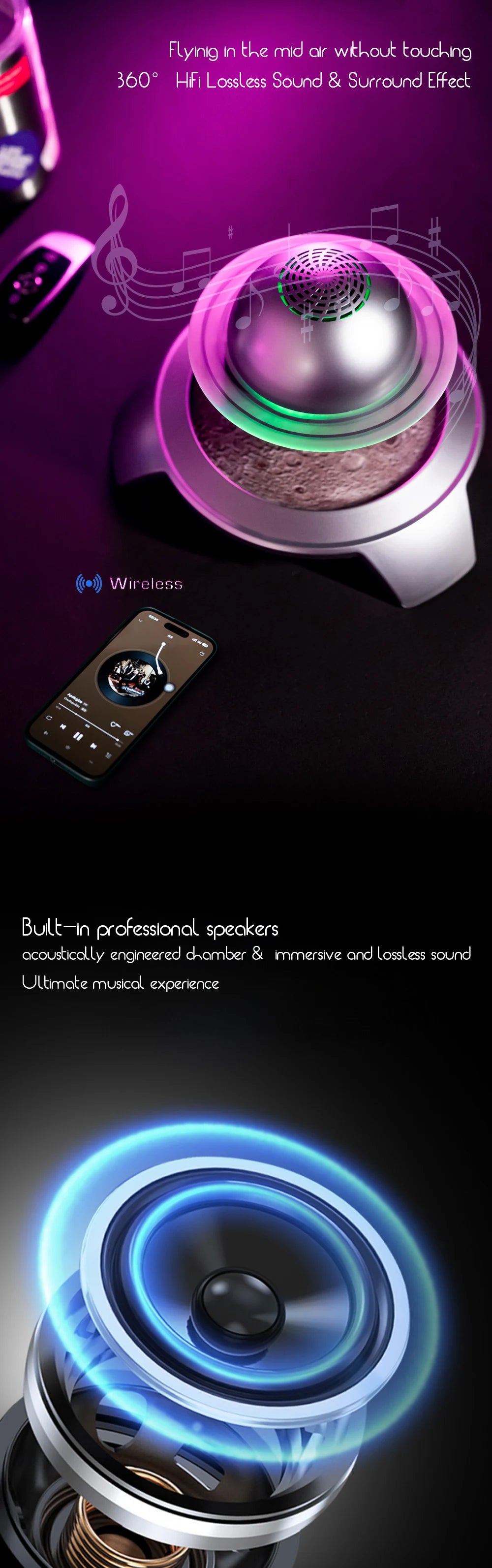 HOMEFISH Maglev Saturn Speaker Wireless