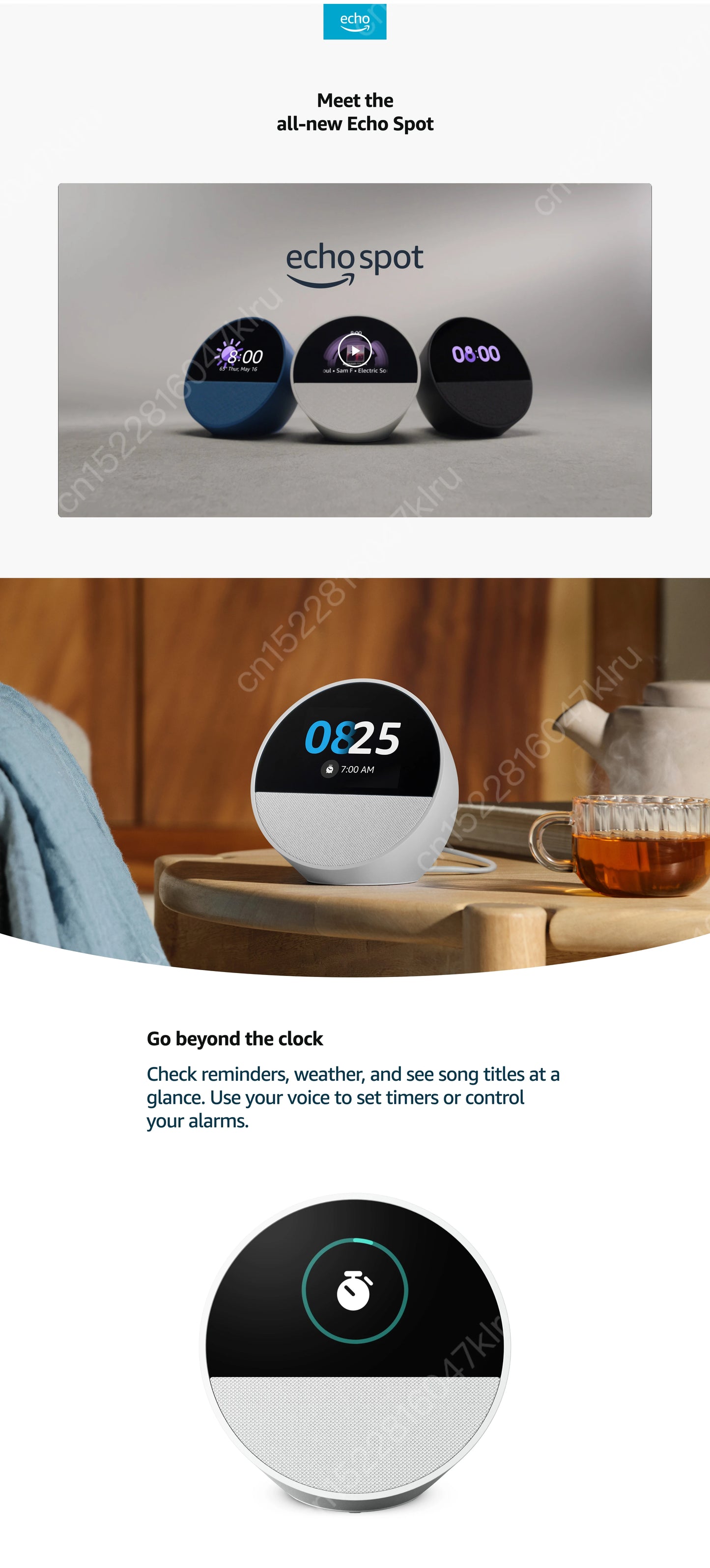 New Original Alexa Echo Spot Mini Wifi Home Alarm