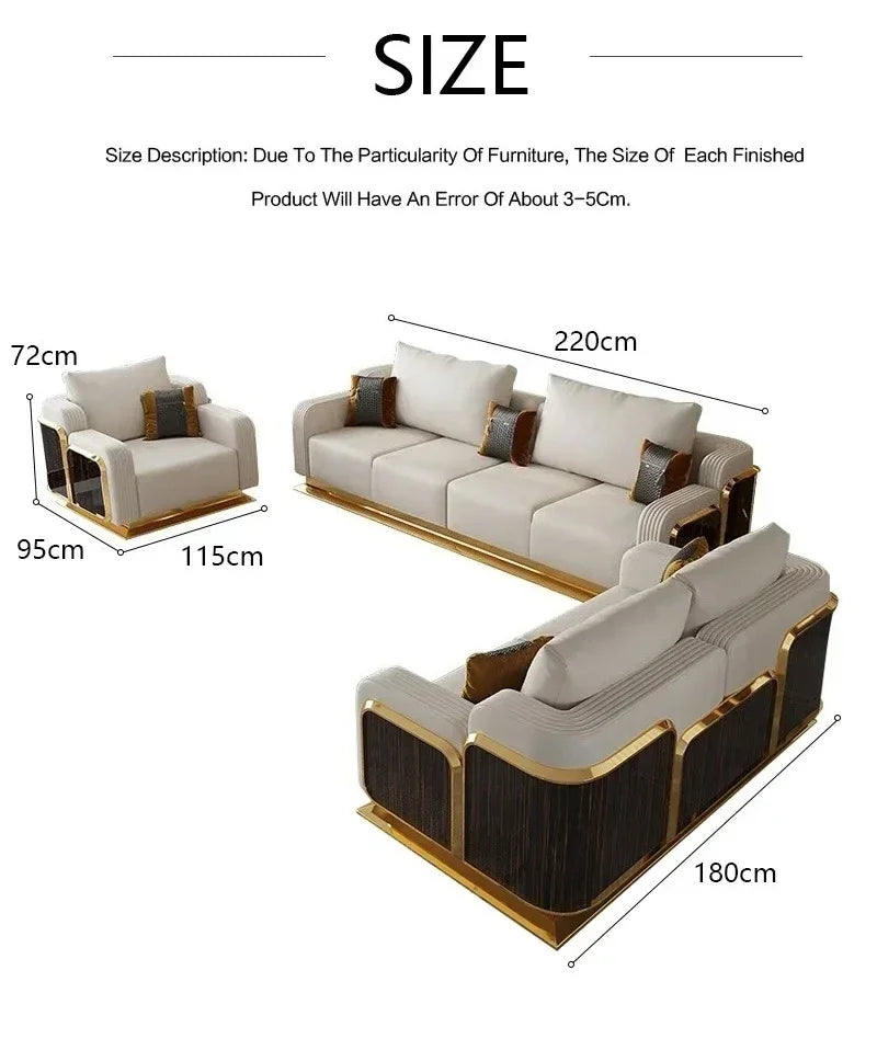 Modern Luxury Leather with Wooden Sofa