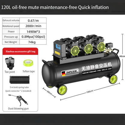 220V Silent Oil-freeCompressor 12/30/50L Portable