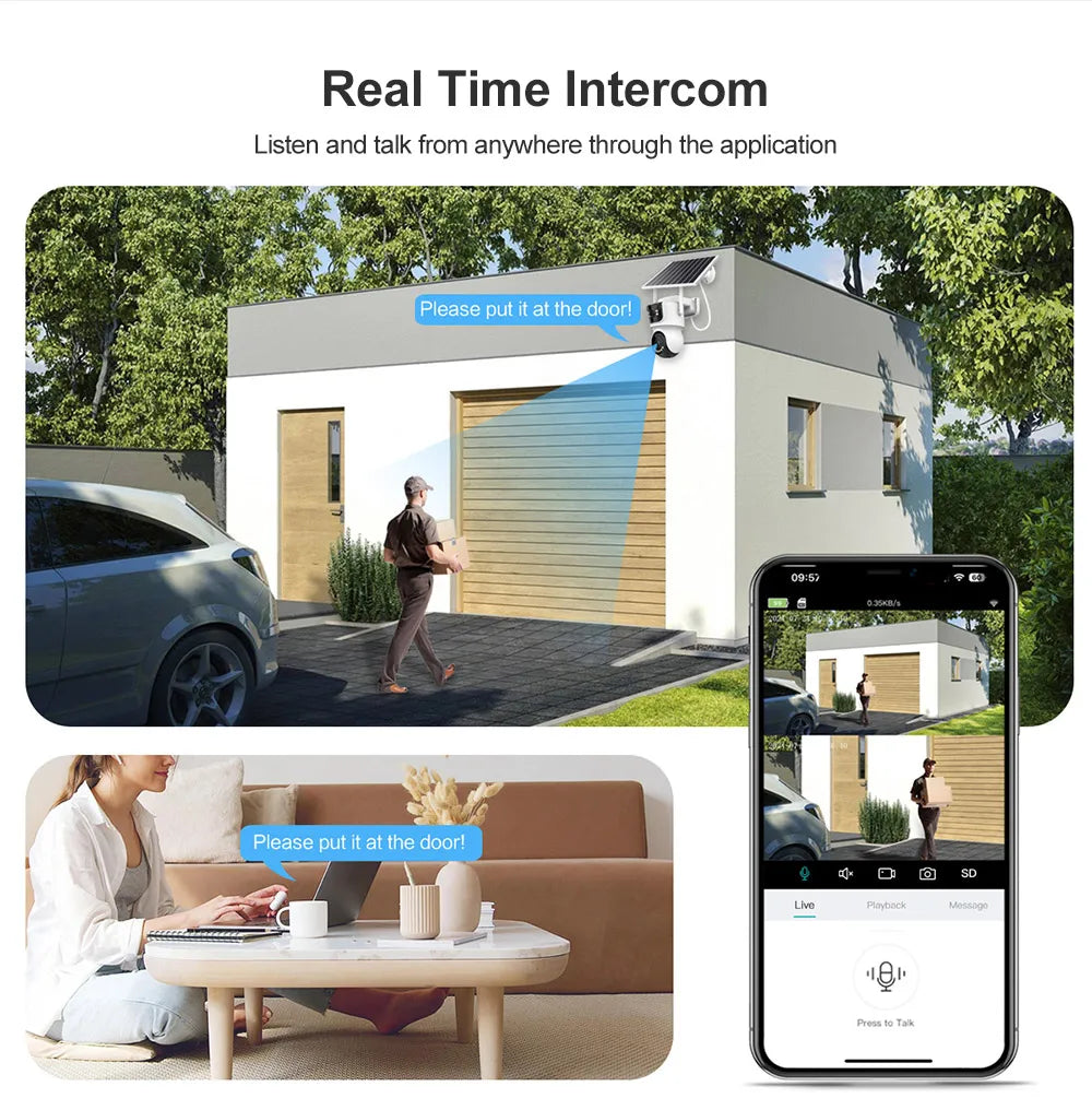Outdoor Camera Wifi PIR Detection Security Solar