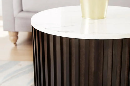 Round Wood Coffee Table Set of 2