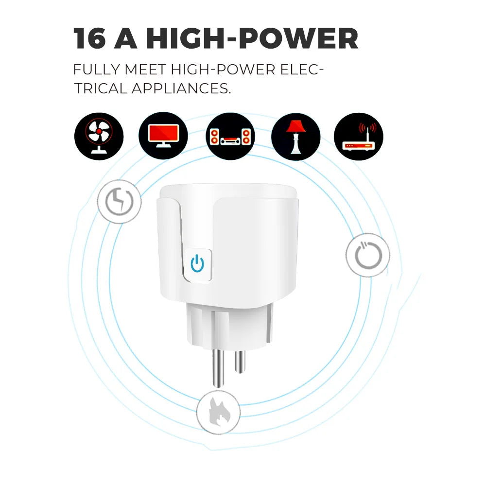 Tuya WiFi Smart Plug 16A/20A EU Smart Socket