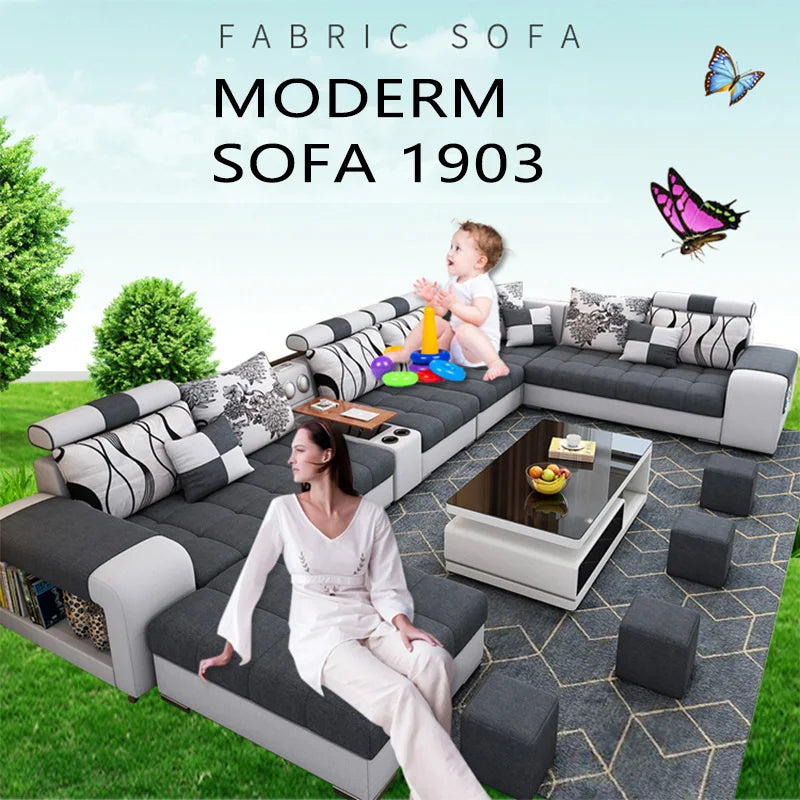 Modern Fabric Sofa Set Furniture Living Room
