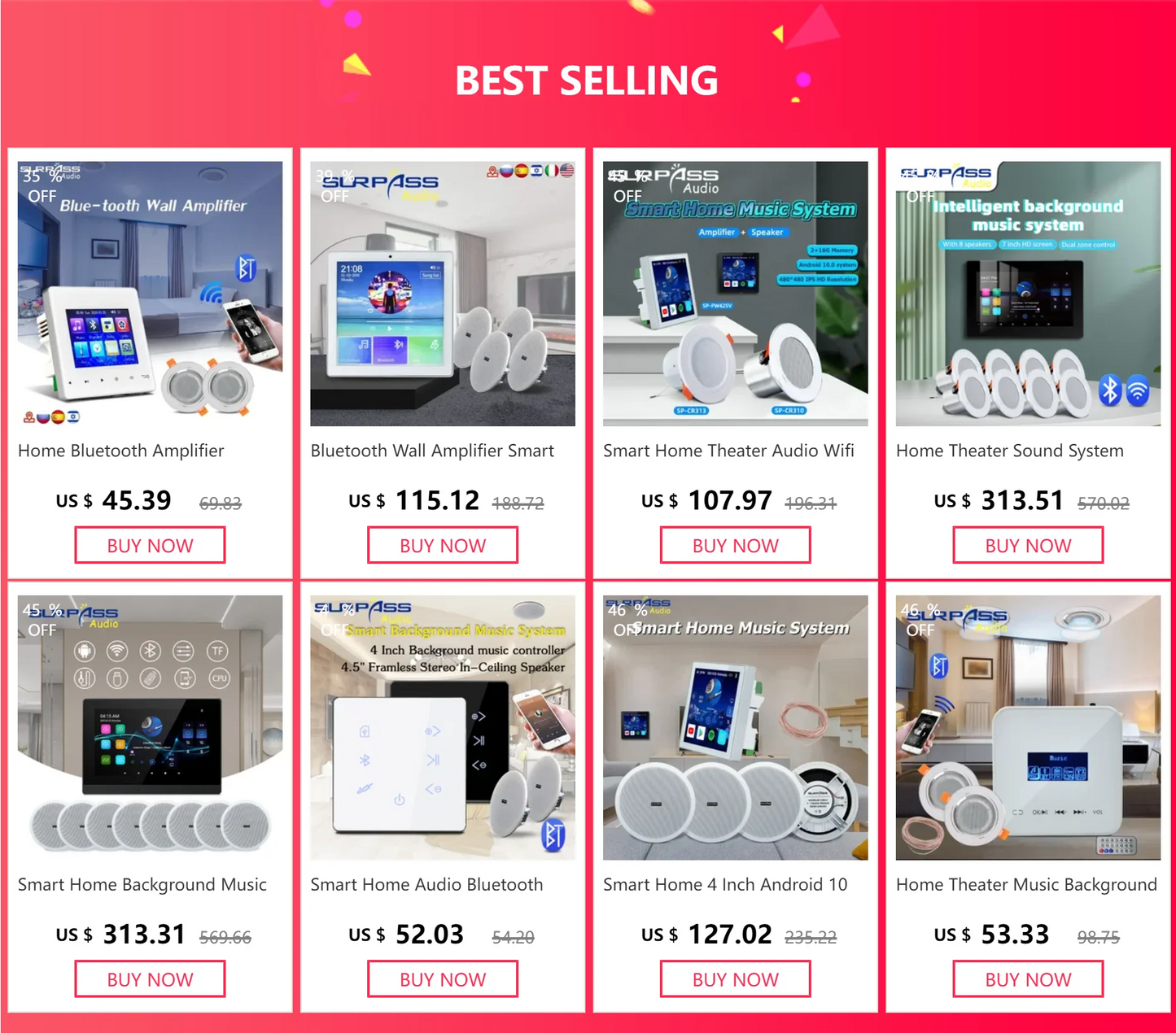 Bluetooth Wall Amplifier Smart Home Audio Mini Touch