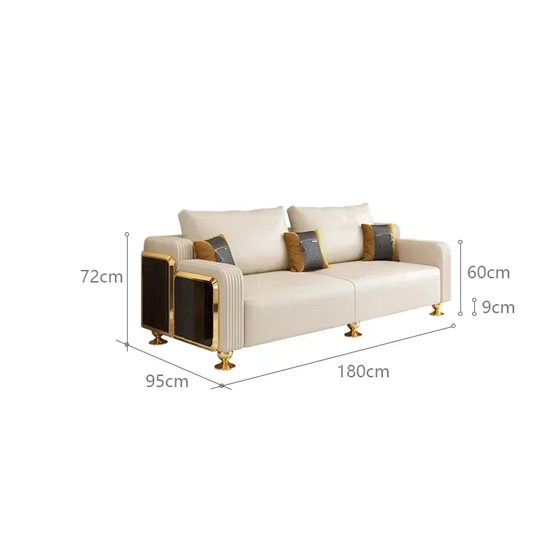 Modern Luxury Leather with Wooden Sofa