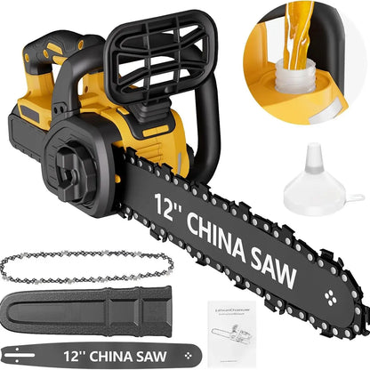 12" Cordless Chainsaw Handheld Garden Electric