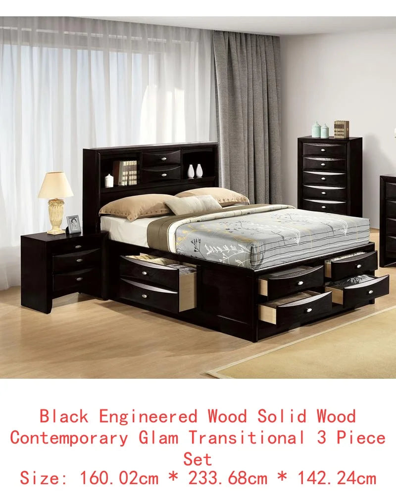 Contemporary Queen Bed with 2 Nightstands