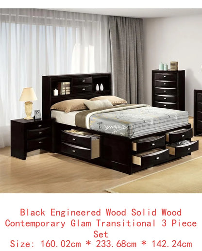 Contemporary Queen Bed with 2 Nightstands