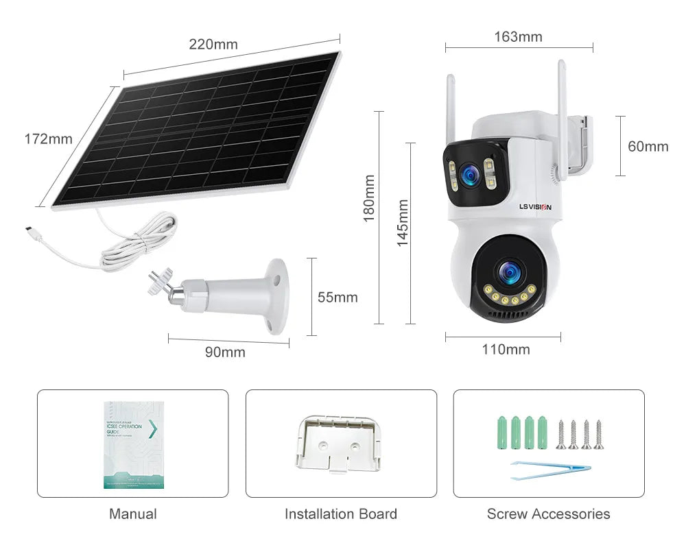 Outdoor Camera Wifi PIR Detection Security Solar