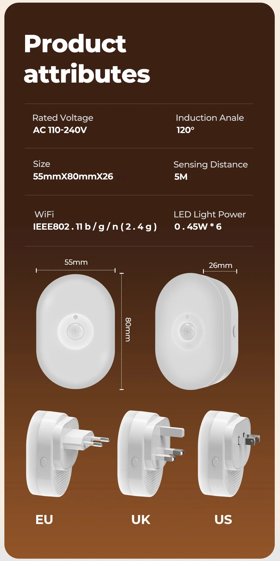 WiFi Tuya Smart Led Night Light PIR Motion Sensor