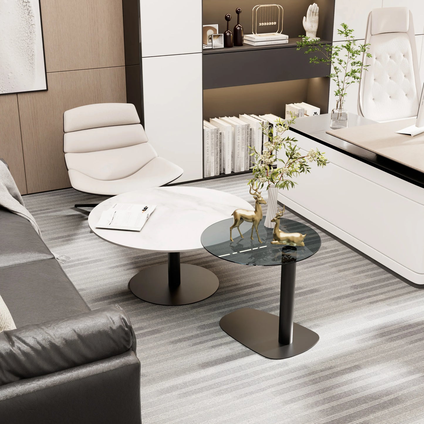 2x Modern Coffee Table Set Round