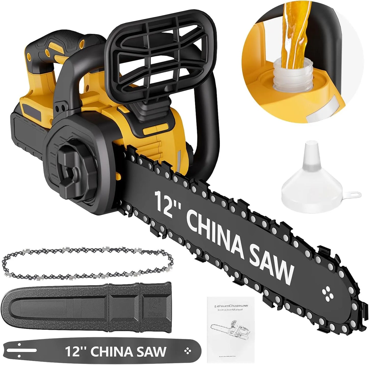 12" Cordless Chainsaw Handheld Garden Electric