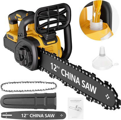 12" Cordless Chainsaw Handheld Garden Electric