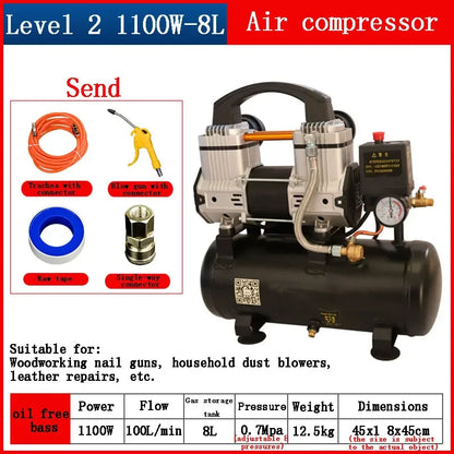 220V 1100W 8L Small Air Compressor 6L