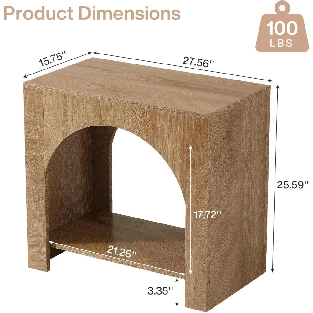 Sturdy Wooden Farmhouse Side Table