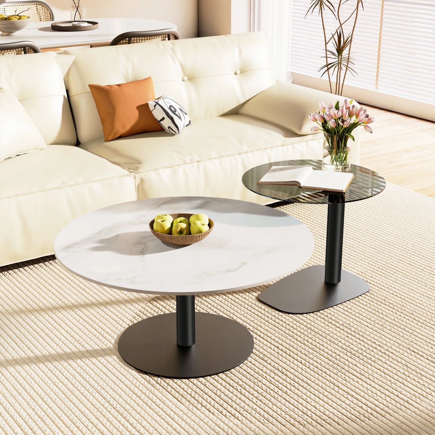 2x Modern Coffee Table Set Round