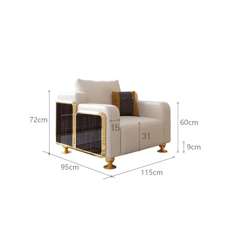Modern Luxury Leather with Wooden Sofa