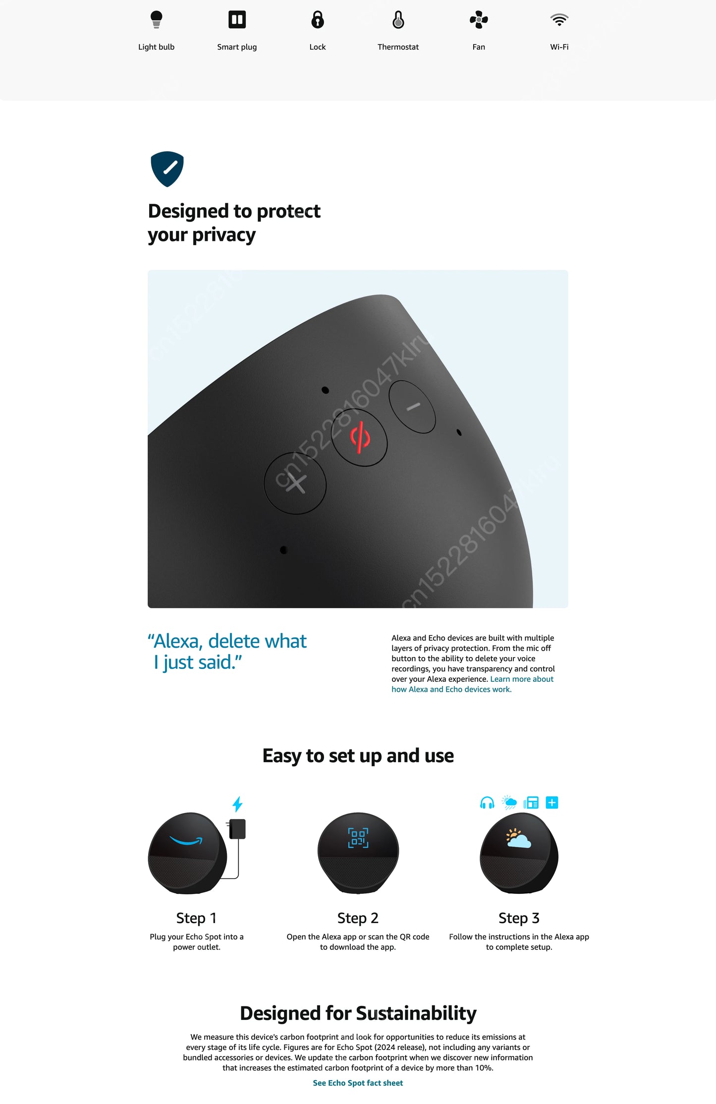 New Original Alexa Echo Spot Mini Wifi Home Alarm