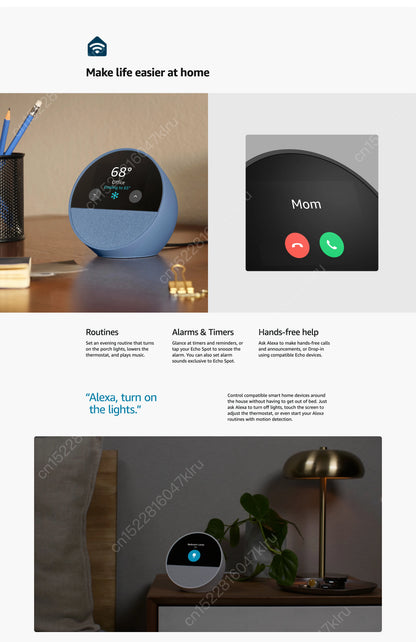 New Original Alexa Echo Spot Mini Wifi Home Alarm