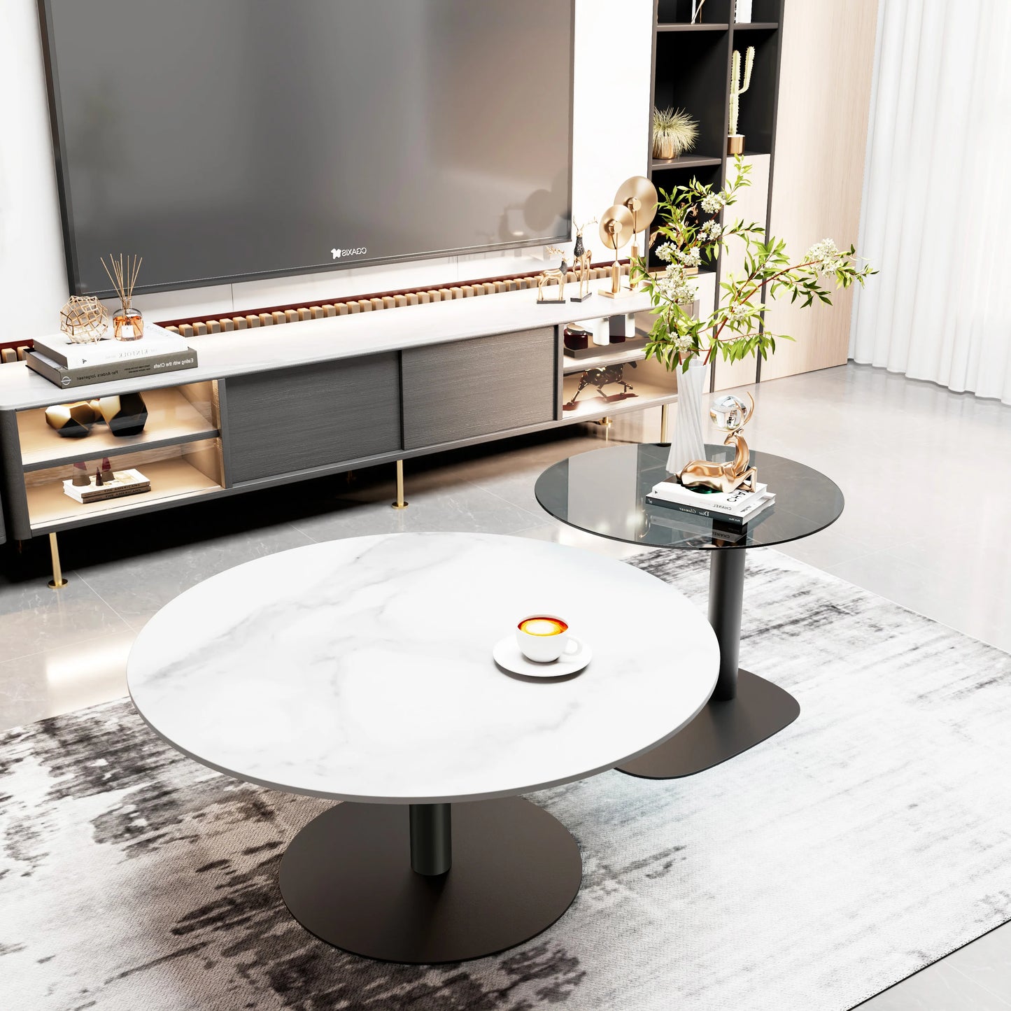 2x Modern Coffee Table Set Round