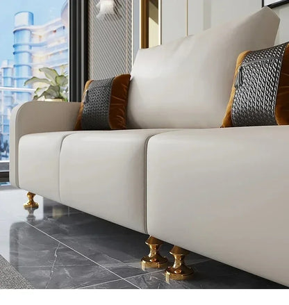 Modern Luxury Leather with Wooden Sofa