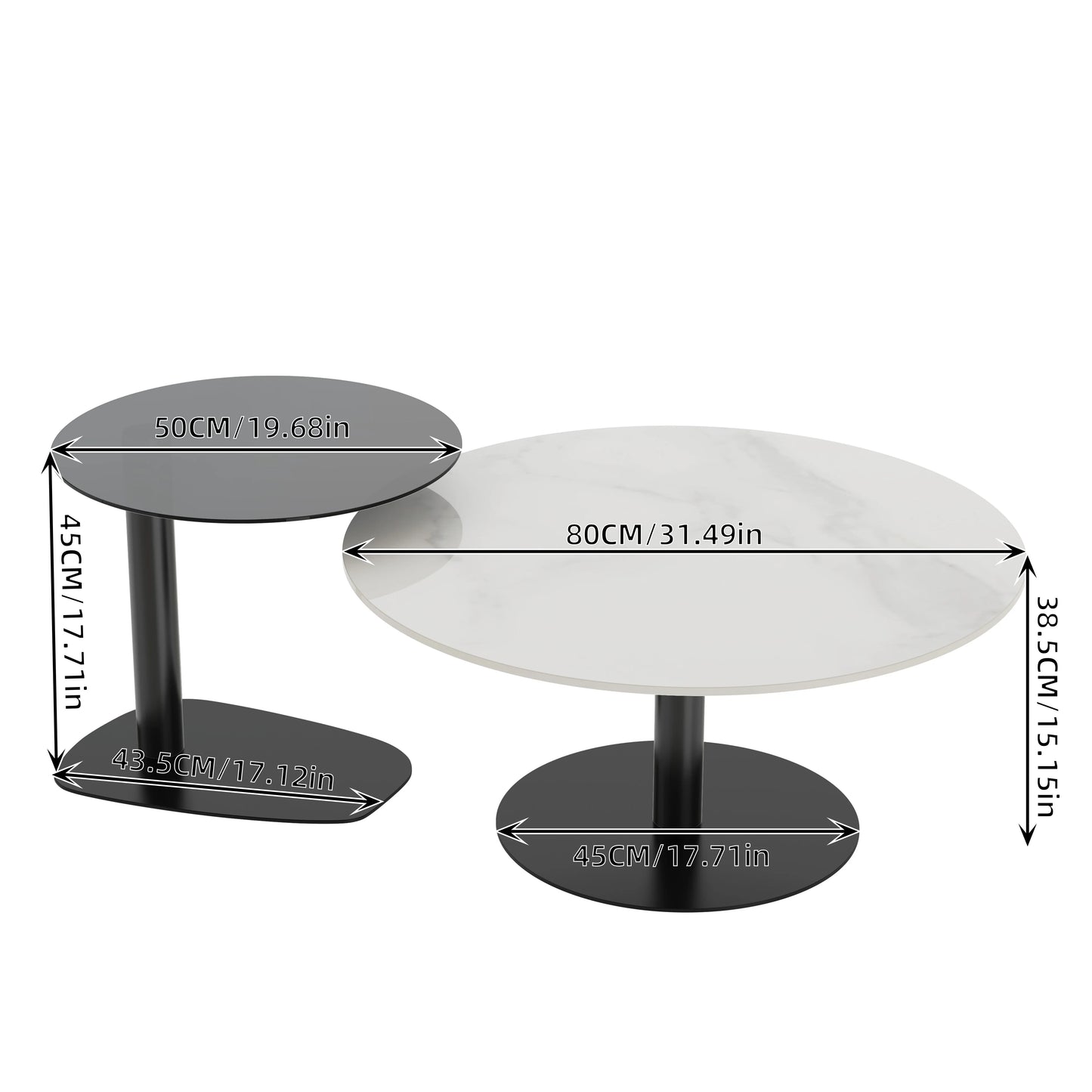 2x Modern Coffee Table Set Round
