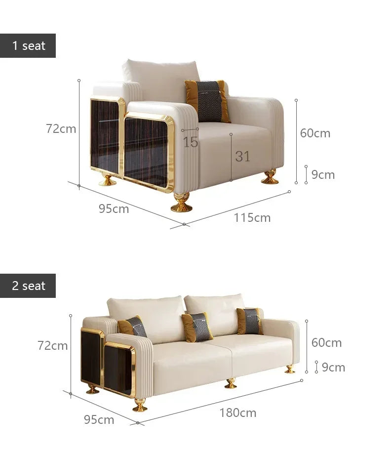 Modern Luxury Leather with Wooden Sofa