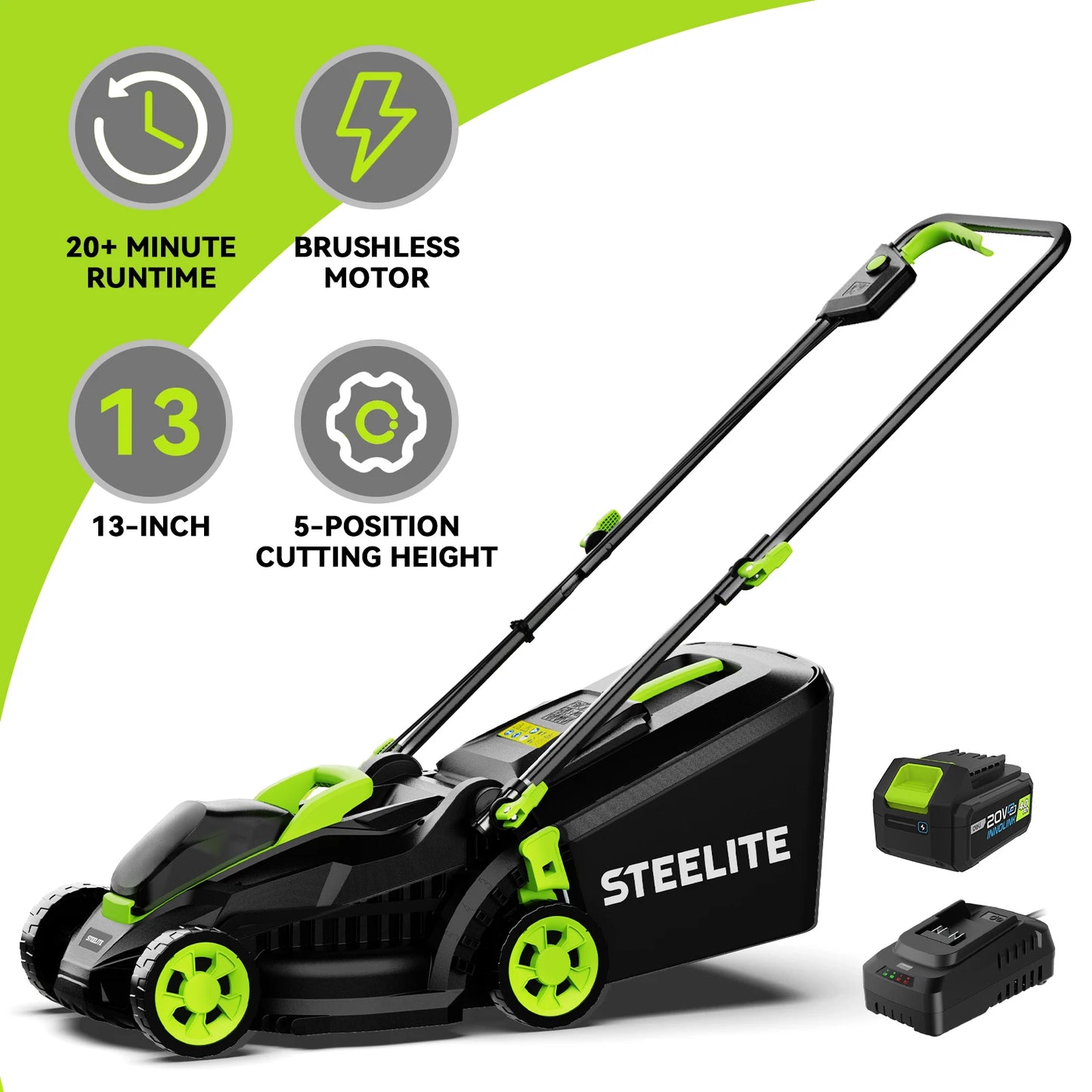 Deli 13" Electric Lawn Mower, 2-in-1
