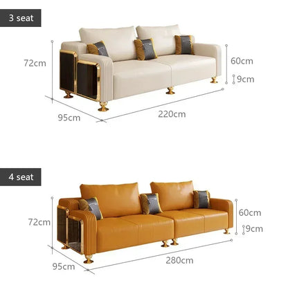 Modern Luxury Leather with Wooden Sofa