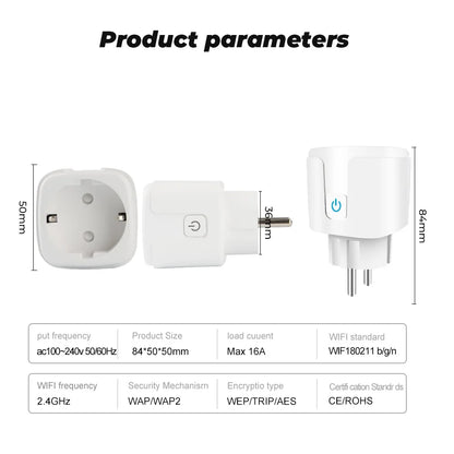 Tuya WiFi Smart Plug 16A/20A EU Smart Socket