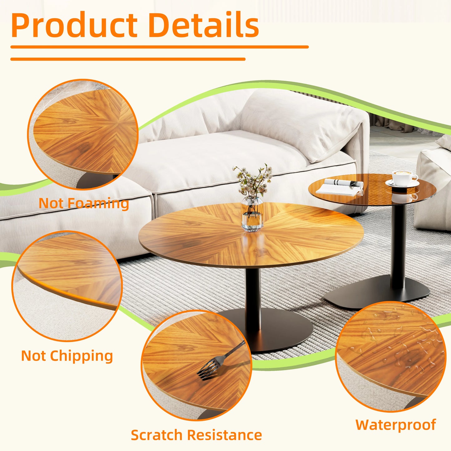 2x Modern Coffee Table Set Round