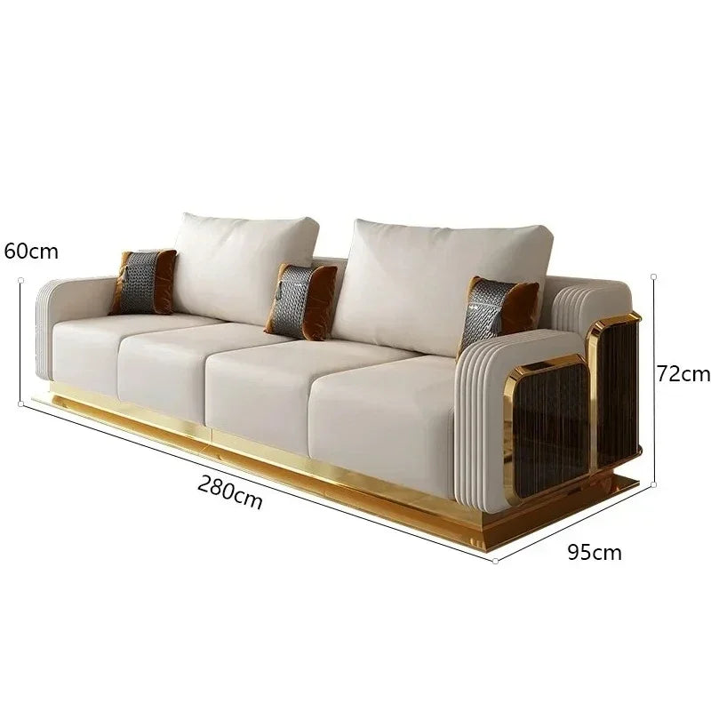 Modern Luxury Leather with Wooden Sofa