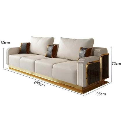 Modern Luxury Leather with Wooden Sofa