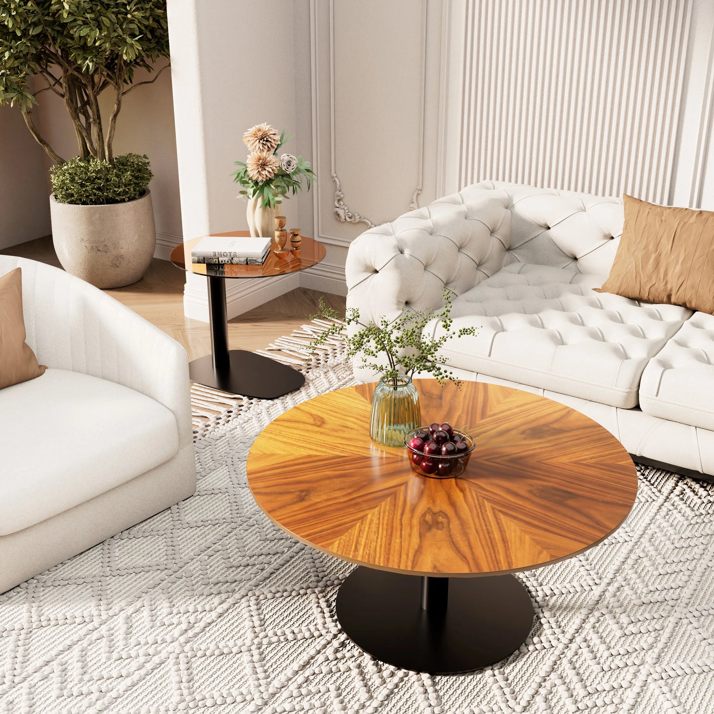 2x Modern Coffee Table Set Round