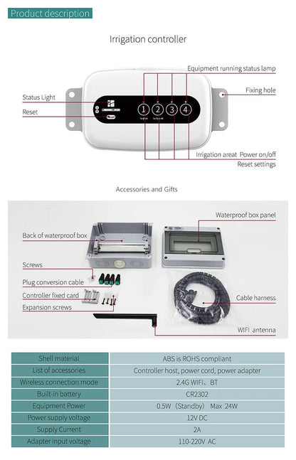 12V Smart Wifi Bluetooth Watering Device 8 Valve